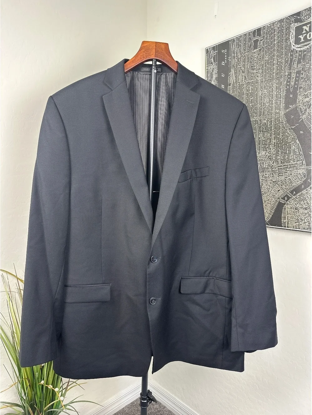 Calvin Klein Men's Charcoal Gray 100% Wool Blazer Suit Jacket 48L